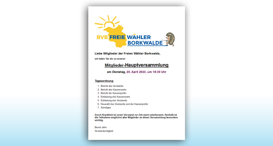 Freie Wähler Borkwalde